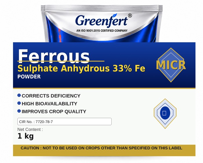 Greenfert Ferrous Sulphate 33% Fe — FE packaging bag