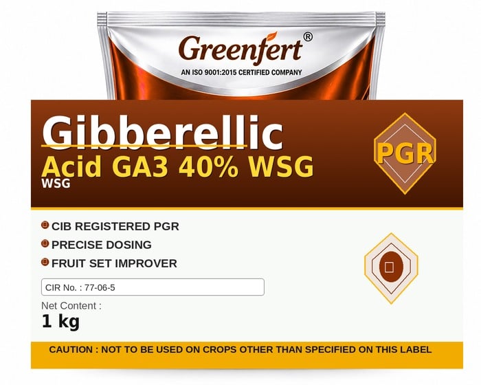 Greenfert Gibberellic Acid GA3 40% WSG — bottle packaging