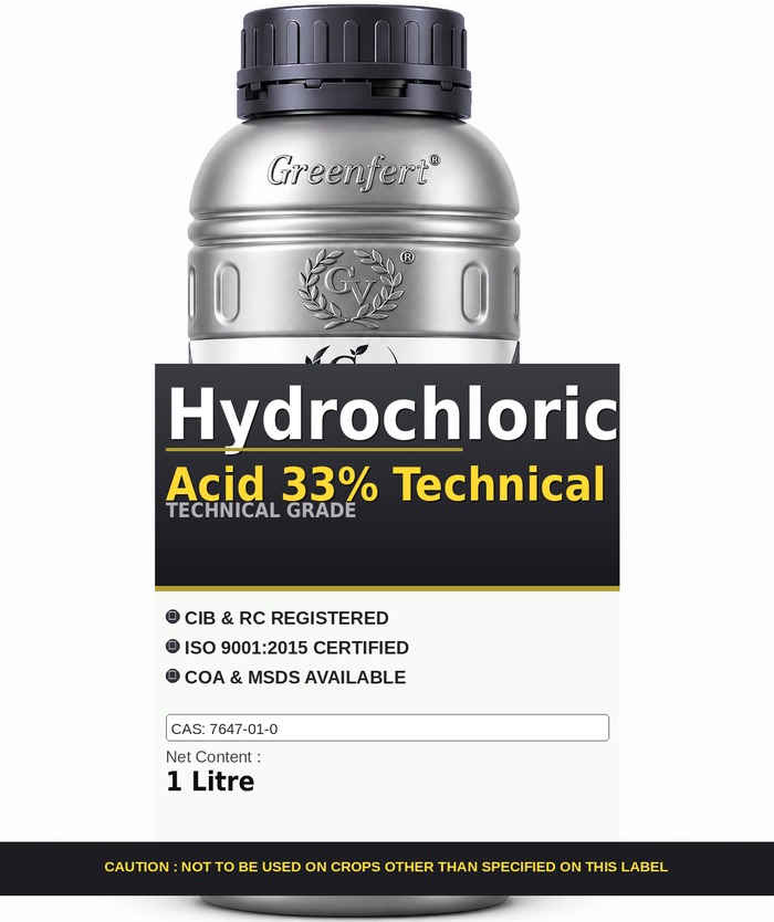 Hydrochloric Acid 33% Technical — technical grade jar