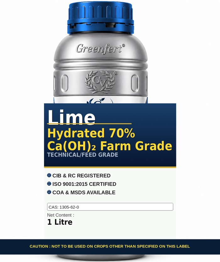 Greenfert Lime Hydrated 70% Ca(OH)₂ Farm Grade — technical grade jar