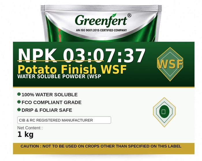 Greenfert NPK 03:07:37 Potato Finish WSF — WSF packaging bag