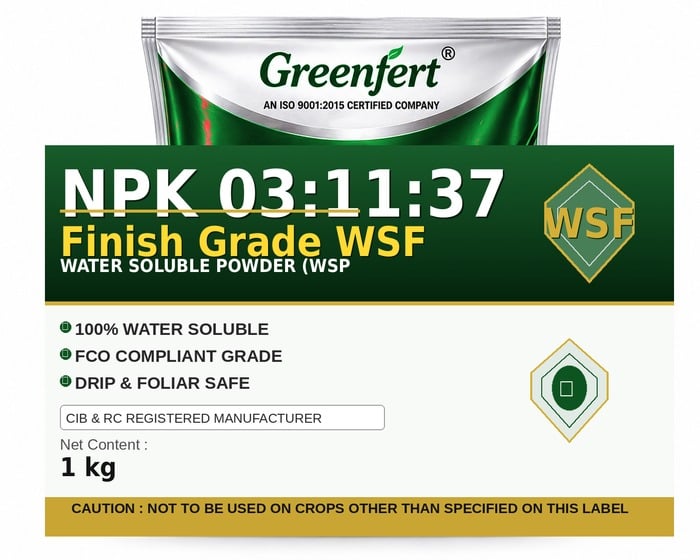 Greenfert NPK 03:11:37 Finish Grade WSF — WSF packaging bag