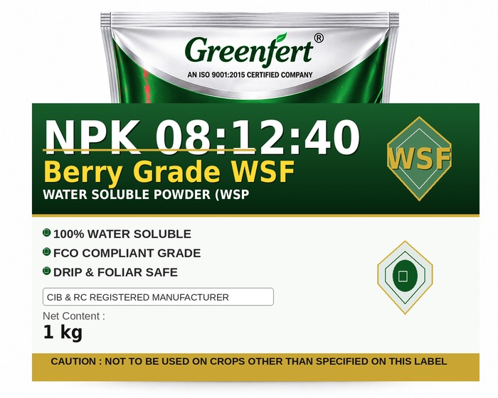Greenfert NPK 08:12:40 Berry Grade WSF — WSF packaging bag