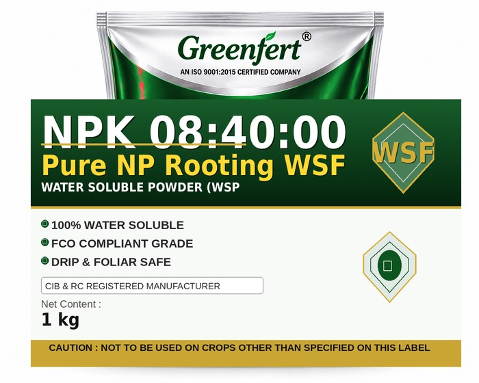 Greenfert NPK 08:40:00 Pure NP Rooting WSF — WSF packaging bag