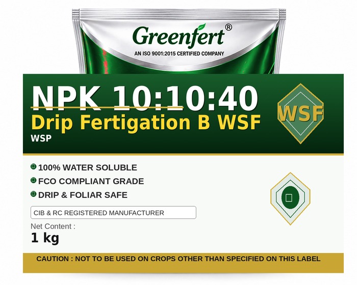 Greenfert NPK 10:10:40 Drip Fertigation B WSF — WSF packaging bag