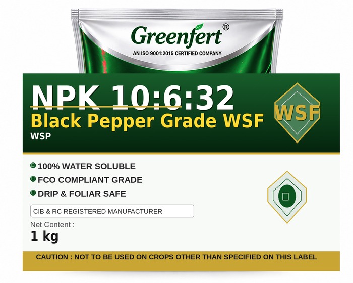 Greenfert NPK 10:6:32 Black Pepper Grade WSF — WSF packaging bag