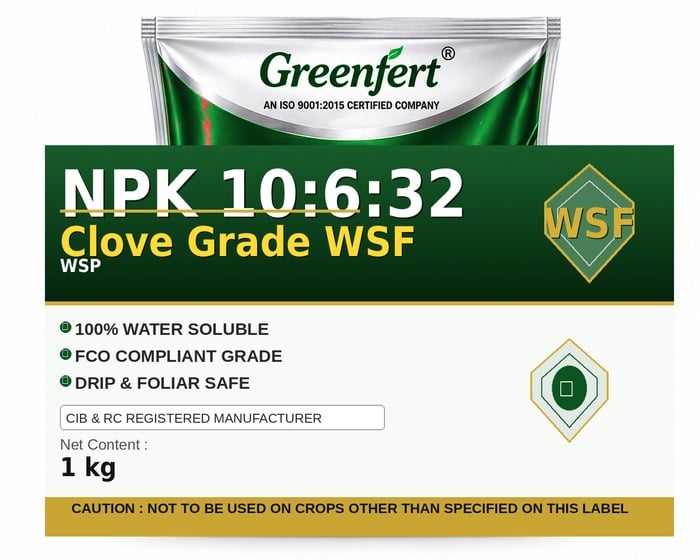 Greenfert NPK 10:6:32 Clove Grade WSF — WSF packaging bag