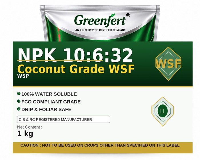 Greenfert NPK 10:6:32 Coconut Grade WSF — WSF packaging bag