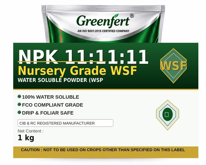 Greenfert NPK 11:11:11 Nursery Grade WSF — WSF packaging bag