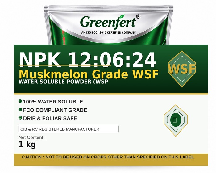 Greenfert NPK 12:06:24 Muskmelon Grade WSF — WSF packaging bag