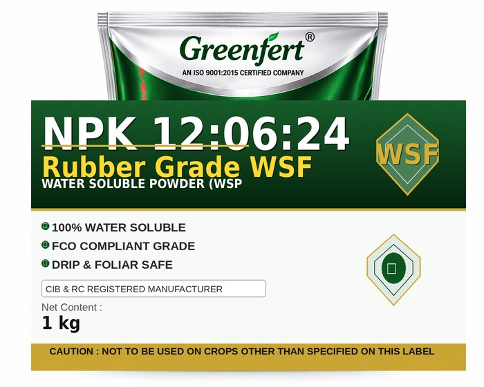 Greenfert NPK 12:06:24 Rubber Grade WSF — WSF packaging bag