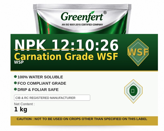 Greenfert NPK 12:10:26 Carnation Grade WSF — WSF packaging bag