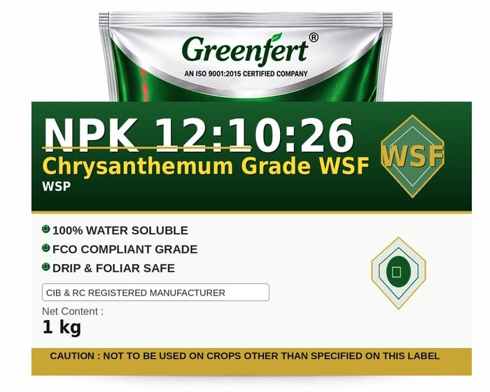 Greenfert NPK 12:10:26 Chrysanthemum Grade WSF — WSF packaging bag