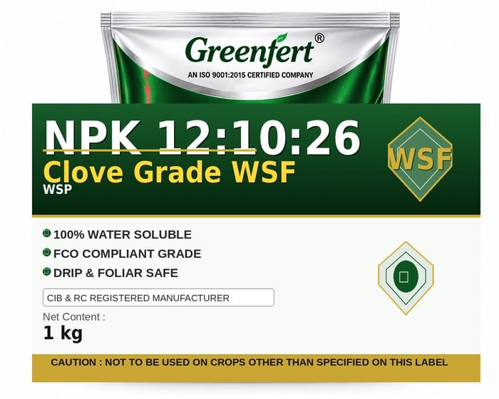 Greenfert NPK 12:10:26 Clove Grade WSF — WSF packaging bag