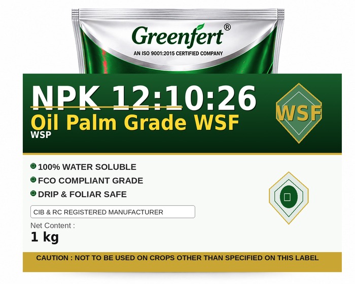 Greenfert NPK 12:10:26 Oil Palm Grade WSF — WSF packaging bag