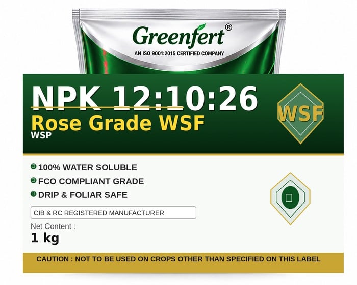 Greenfert NPK 12:10:26 Rose Grade WSF — WSF packaging bag