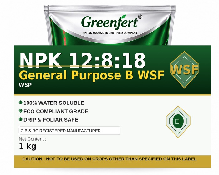 Greenfert NPK 12:8:18 General Purpose B WSF — WSF packaging bag