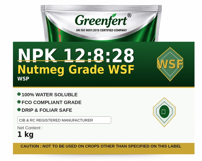 Greenfert NPK 12:8:28 Nutmeg Grade WSF — WSF packaging bag