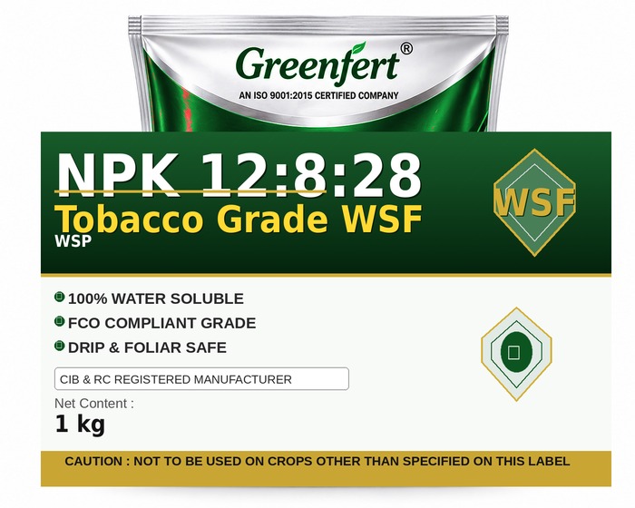 Greenfert NPK 12:8:28 Tobacco Grade WSF — WSF packaging bag