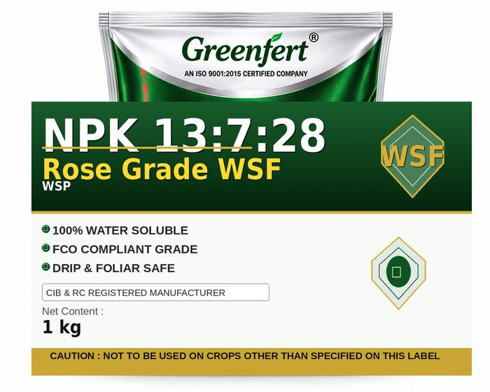 Greenfert NPK 13:7:28 Rose Grade WSF — WSF packaging bag