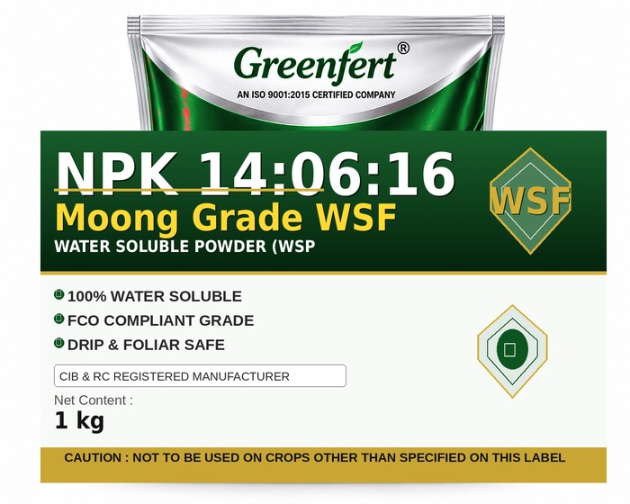 Greenfert NPK 14:06:16 Moong Grade WSF — WSF packaging bag