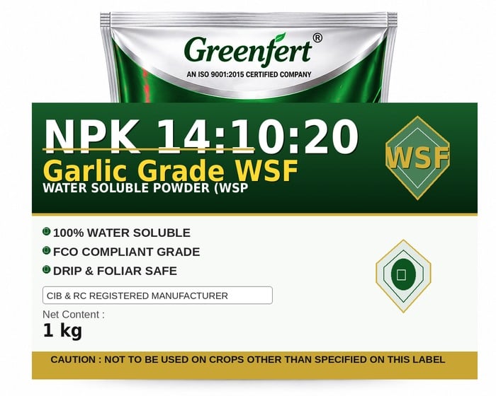 Greenfert NPK 14:10:20 Garlic Grade WSF — WSF packaging bag