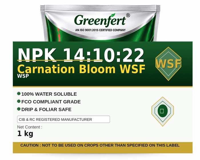 Greenfert NPK 14:10:22 Carnation Bloom WSF — WSF packaging bag