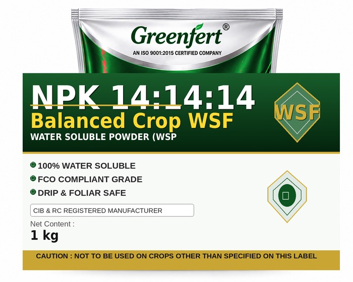 Greenfert NPK 14:14:14 Balanced Crop WSF — WSF packaging bag