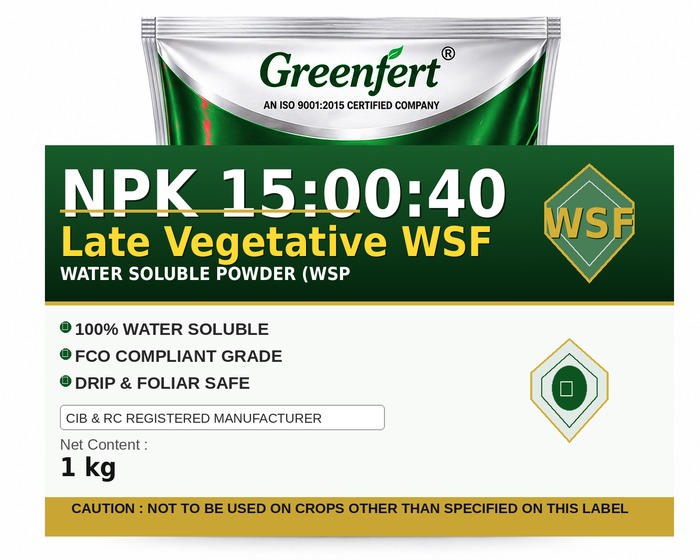 Greenfert NPK 15:00:40 Late Vegetative WSF — WSF packaging bag