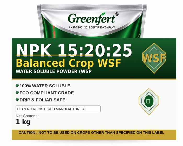 Greenfert NPK 15:20:25 Balanced Crop WSF — WSF packaging bag