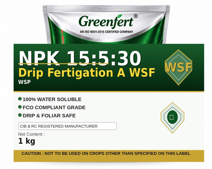 Greenfert NPK 15:5:30 Drip Fertigation A WSF — WSF packaging bag