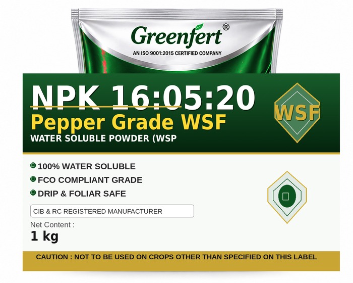 Greenfert NPK 16:05:20 Pepper Grade WSF — WSF packaging bag