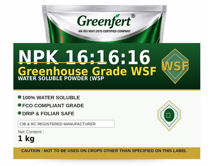 Greenfert NPK 16:16:16 Greenhouse Grade WSF — WSF packaging bag