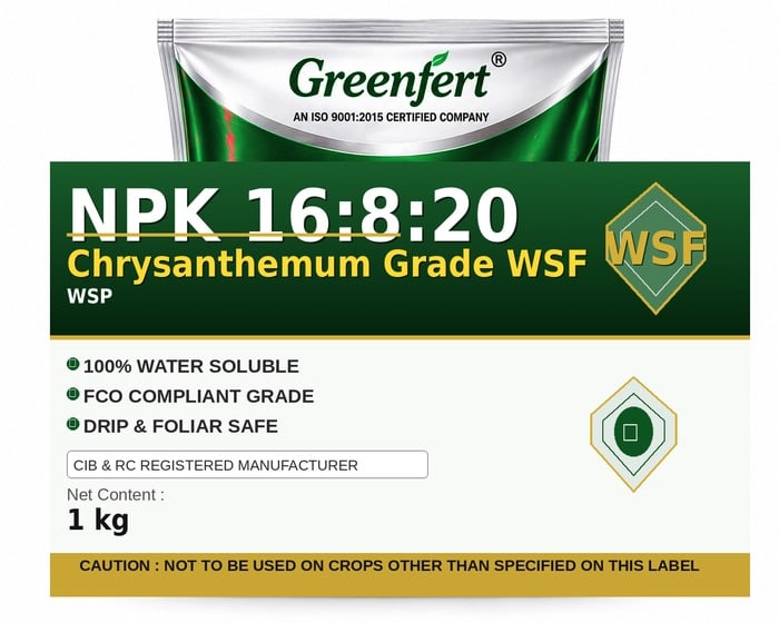 Greenfert NPK 16:8:20 Chrysanthemum Grade WSF — WSF packaging bag