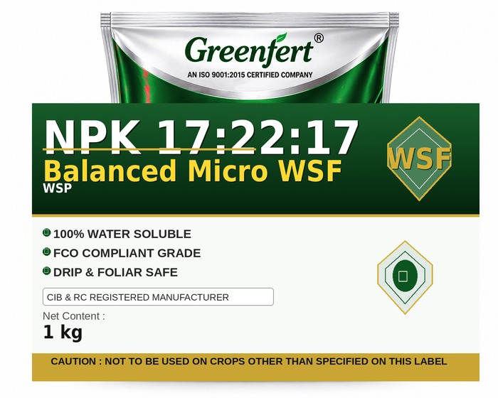 Greenfert NPK 17:22:17 Balanced Micro WSF — WSF packaging bag