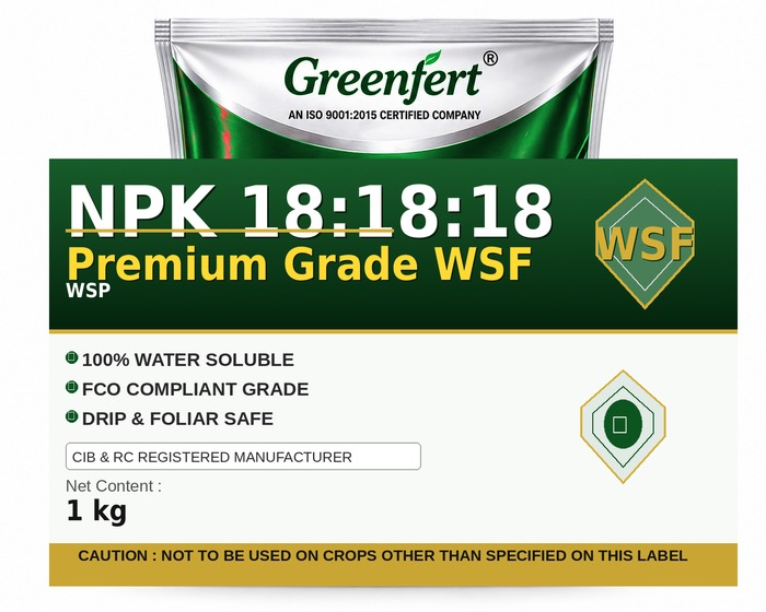 Greenfert NPK 18:18:18 Premium Grade WSF — WSF packaging bag