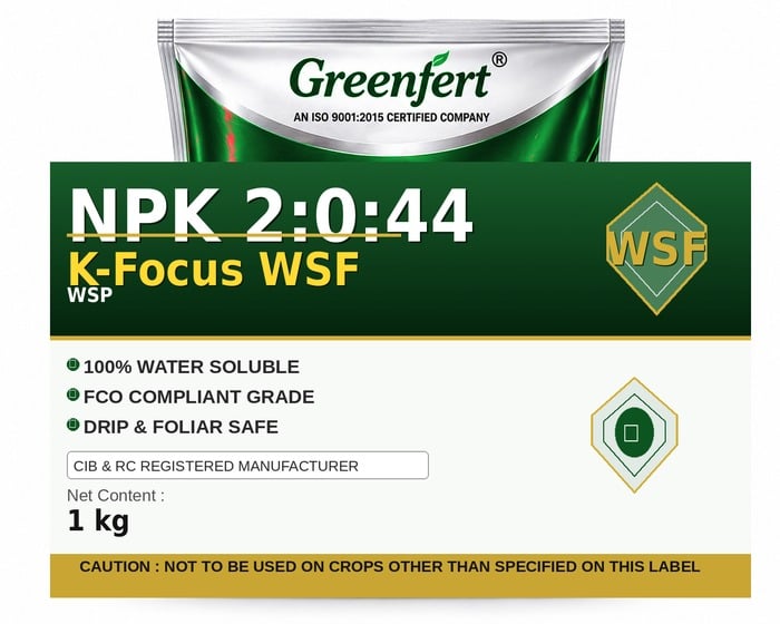 Greenfert NPK 2:0:44 K-Focus WSF — WSF packaging bag