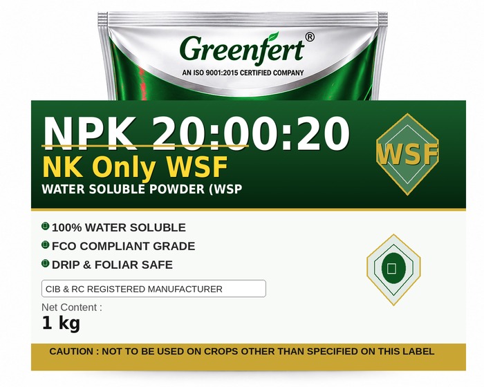 Greenfert NPK 20:00:20 NK Only WSF — WSF packaging bag