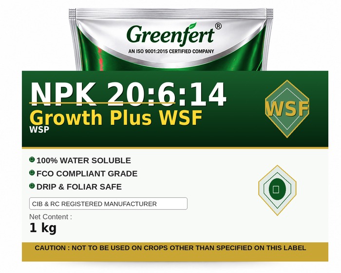 Greenfert NPK 20:6:14 Growth Plus WSF — WSF packaging bag