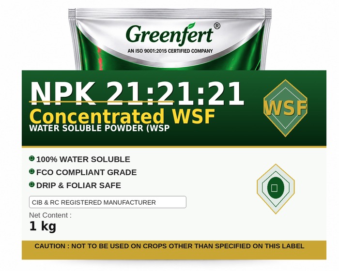 Greenfert NPK 21:21:21 Concentrated WSF — WSF packaging bag