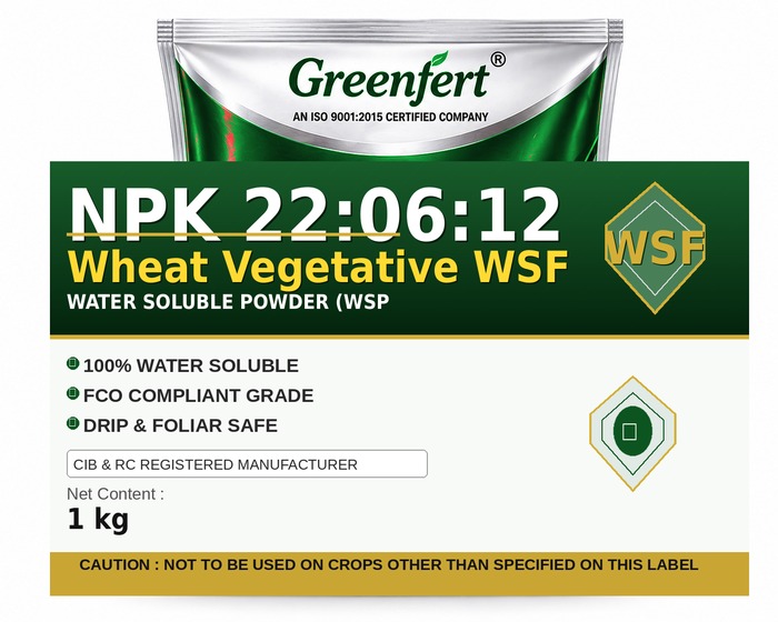Greenfert NPK 22:06:12 Wheat Vegetative WSF — WSF packaging bag