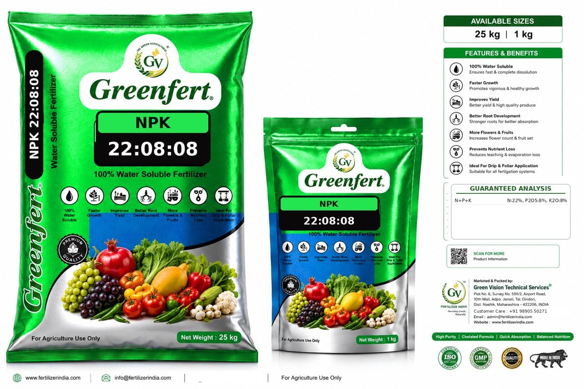 Greenfert NPK 22:8:8 Wheat N-Rich WSF packaging