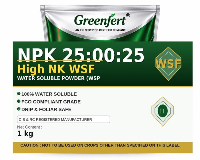 Greenfert NPK 25:00:25 High NK WSF — WSF packaging bag