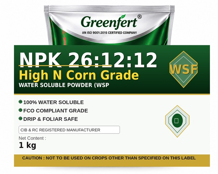 Greenfert NPK 26:12:12 High N Corn Grade — GRADE packaging bag