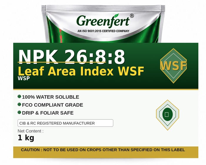 Greenfert NPK 26:8:8 Leaf Area Index WSF — WSF packaging bag