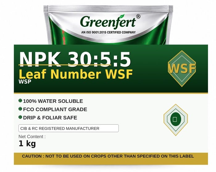 Greenfert NPK 30:5:5 Leaf Number WSF — WSF packaging bag