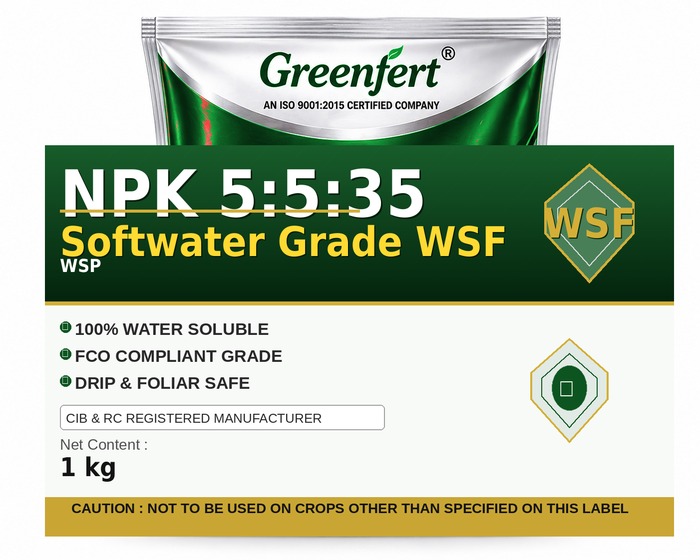 Greenfert NPK 5:5:35 Softwater Grade WSF — WSF packaging bag