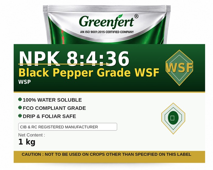 Greenfert NPK 8:4:36 Black Pepper Grade WSF — WSF packaging bag