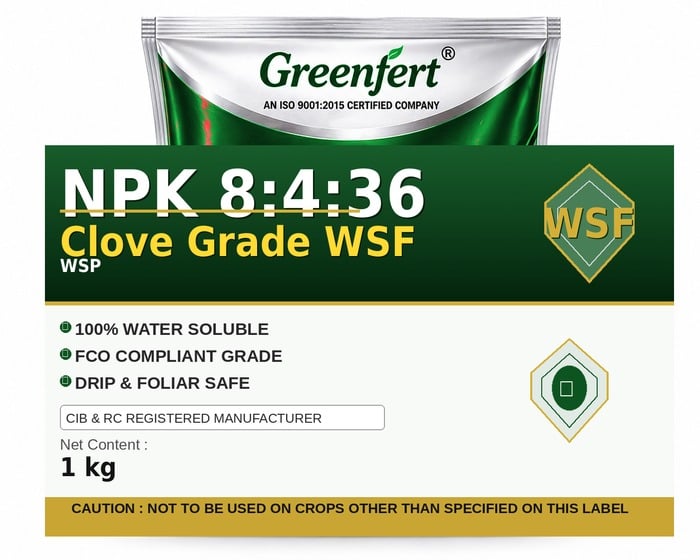 Greenfert NPK 8:4:36 Clove Grade WSF — WSF packaging bag