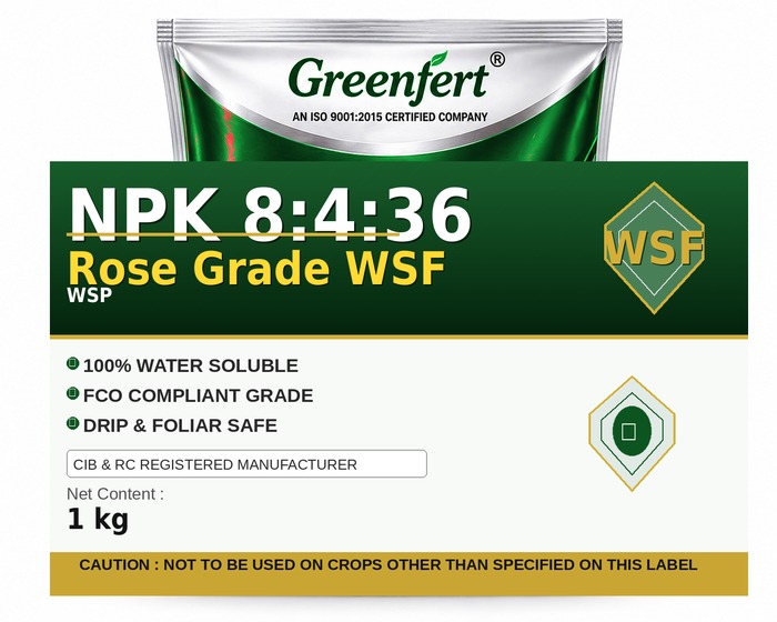 Greenfert NPK 8:4:36 Rose Grade WSF — WSF packaging bag